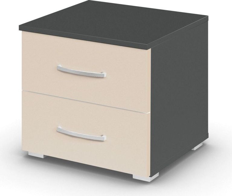 Rauch Aditio 2 Drawer Bedside Cabinet - Metallic Dark Grey and Champagne