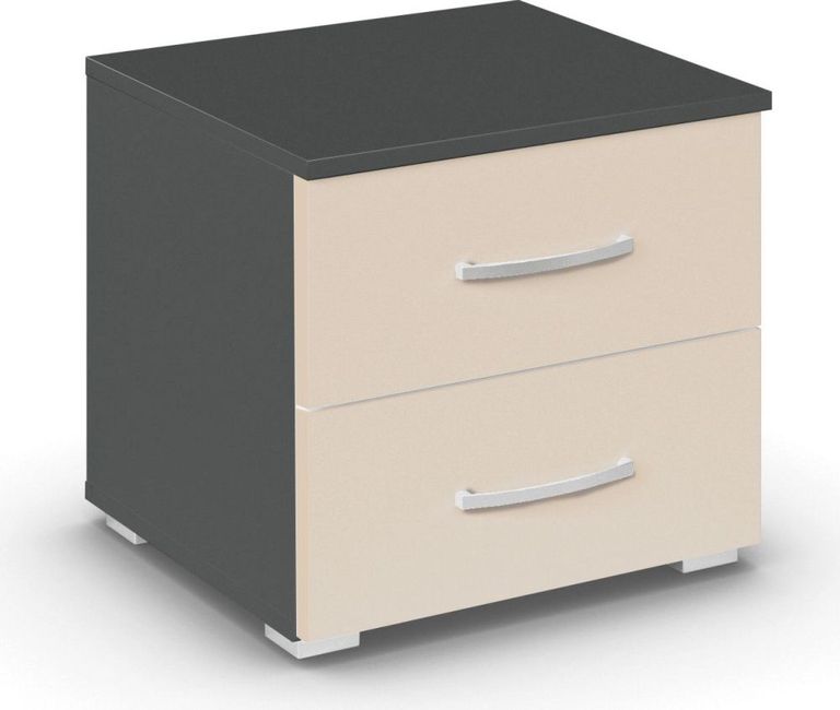 Rauch Aditio 2 Drawer Bedside Cabinet - Metallic Dark Grey and Champagne