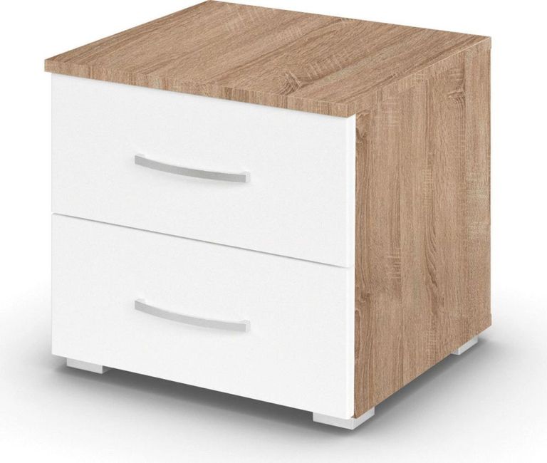 Rauch Aditio 2 Drawer Bedside Cabinet - Sonoma Oak and Alpine White