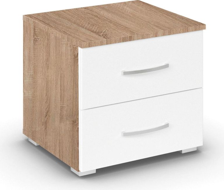Rauch Aditio 2 Drawer Bedside Cabinet - Sonoma Oak and Alpine White