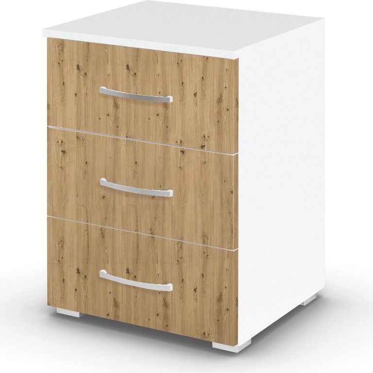Rauch Aditio 3 Drawer Bedside Cabinet - Alpine White and Artisan Oak