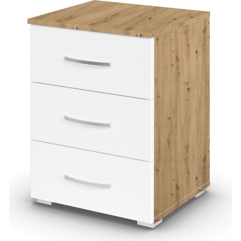 Rauch Aditio 3 Drawer Bedside Cabinet - Artisan Oak and Alpine White