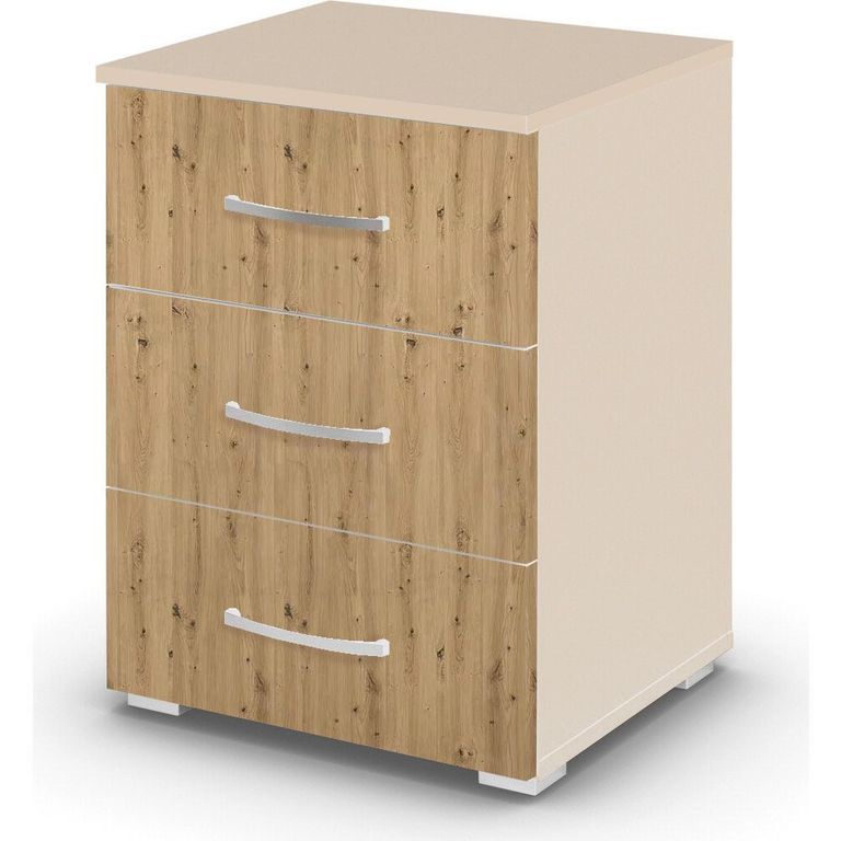 Rauch Aditio 3 Drawer Bedside Cabinet - Champagne and Artisan Oak