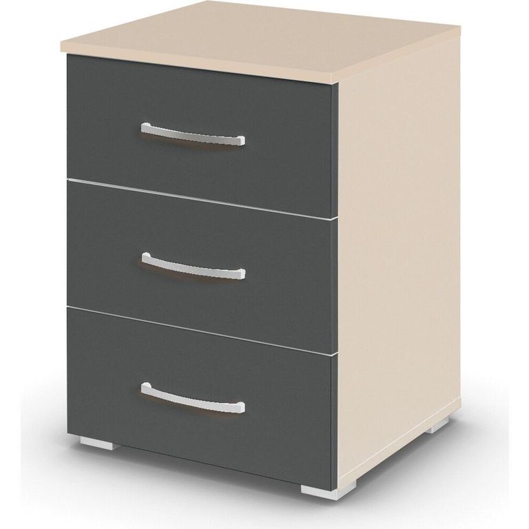 Rauch Aditio 3 Drawer Bedside Cabinet - Champagne and Metallic Dark Grey