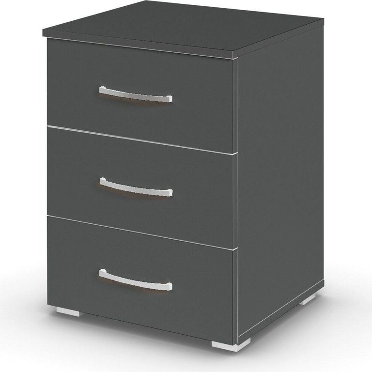 Rauch Aditio 3 Drawer Bedside Cabinet - Metallic Dark Grey