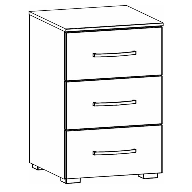 Rauch Aditio 3 Drawer Bedside Cabinet - Metallic Dark Grey and Alpine White