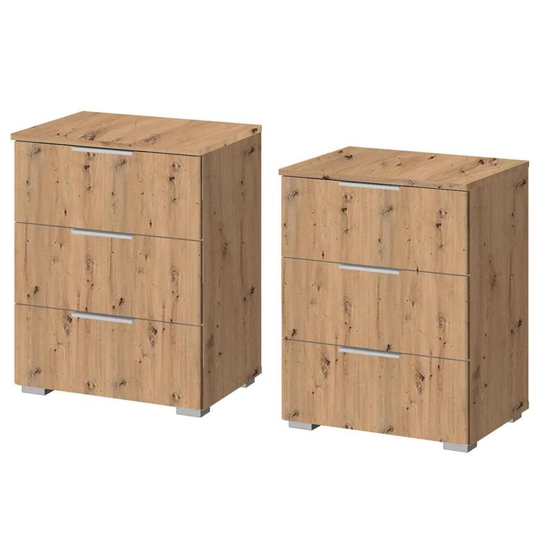 Rauch Alabama 3 Drawer Bedside Cabinet - Set of 2 - Artisan Oak