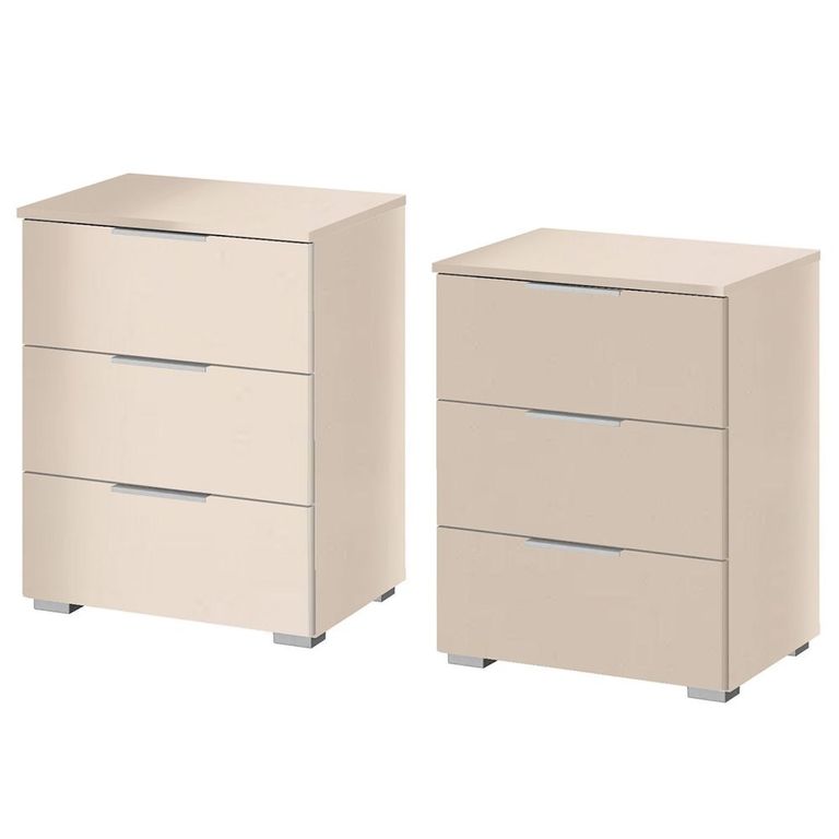 Rauch Alabama 3 Drawer Bedside Cabinet - Set of 2 - Champagne