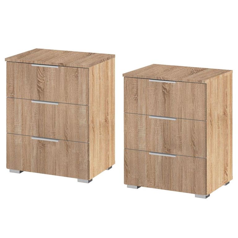 Rauch Alabama 3 Drawer Bedside Cabinet - Set of 2 - Sonoma Oak