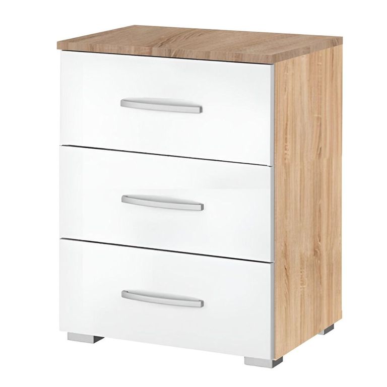Rauch Alegro 3 Drawer Bedside Cabinet - Sonoma Oak and Alpine White