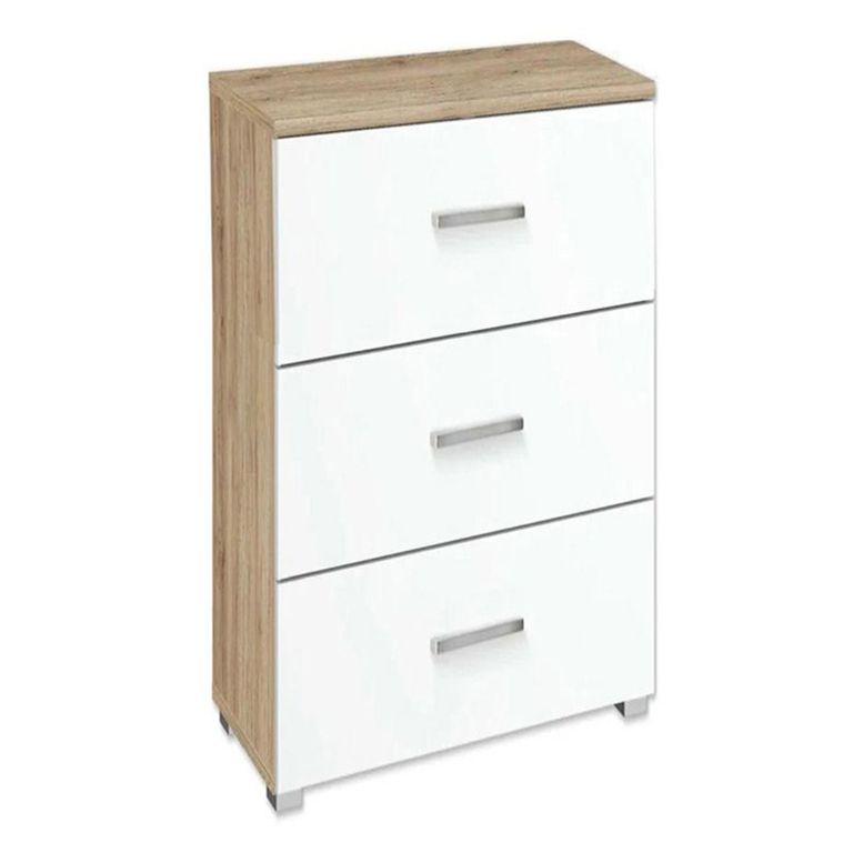 Rauch Alvor 3 Drawer Bedside Cabinet - Sonoma Oak and Alpine White