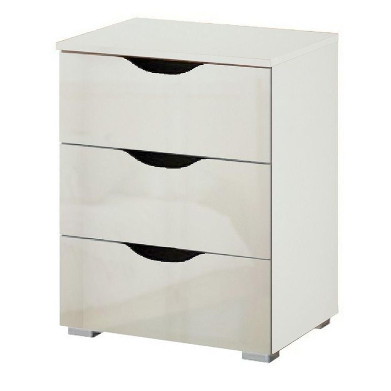 Rauch Arnstein 3 Drawer Bedside Cabinet - Alpine White and White High Gloss