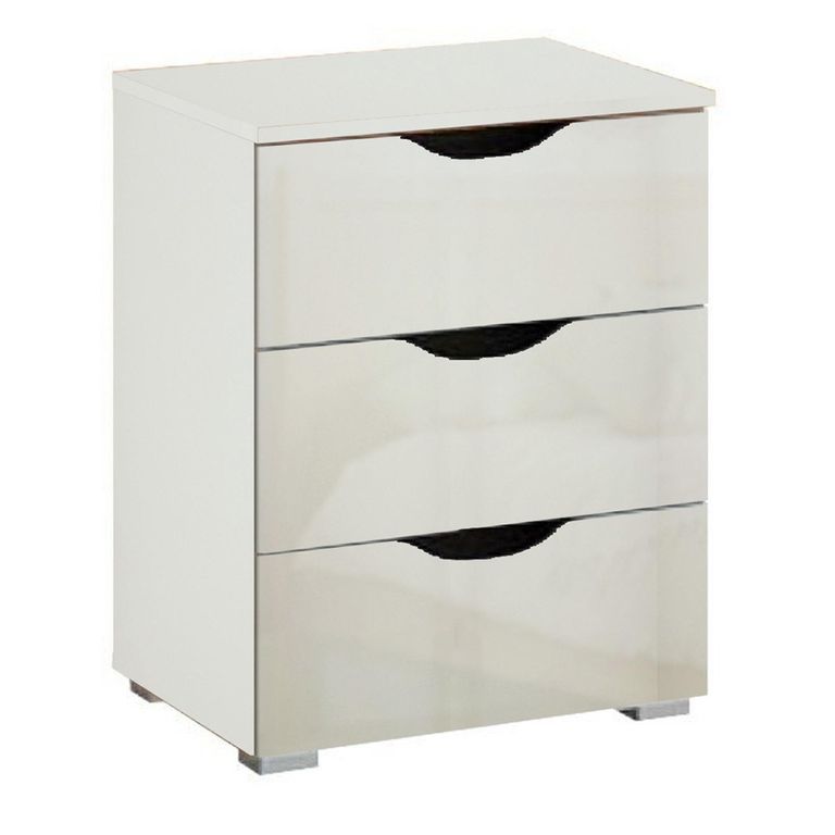 Rauch Arnstein 3 Drawer Bedside Cabinet - Alpine White and White High Gloss
