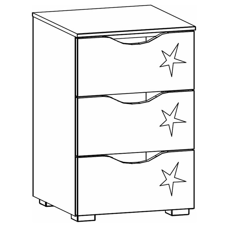 Rauch Arnstein 3 Drawer Bedside Cabinet - Metallic Dark Grey and White High Gloss
