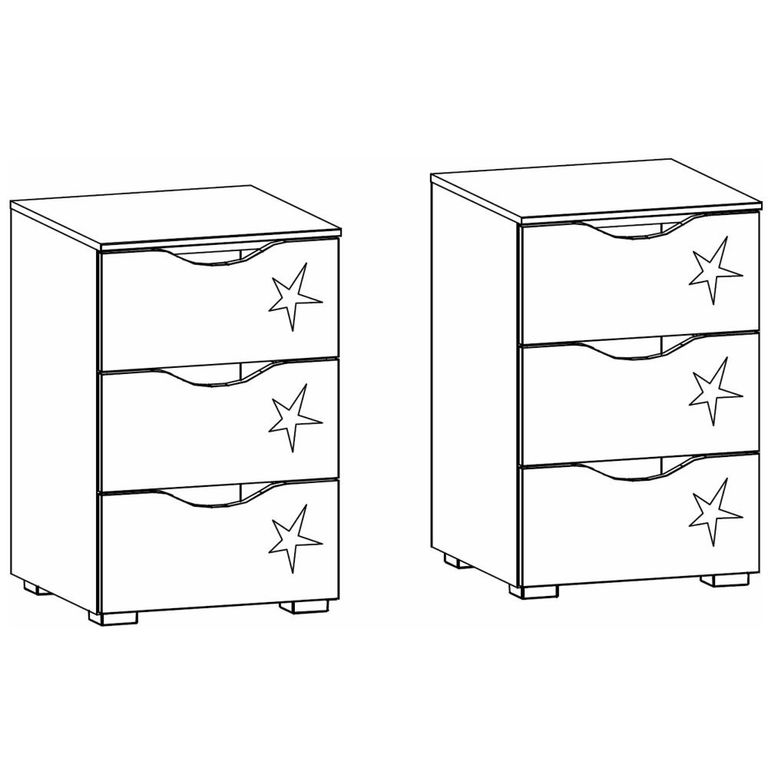 Rauch Arnstein 3 Drawer Bedside Cabinet - Set of 2 - Sonoma Oak and White High Gloss
