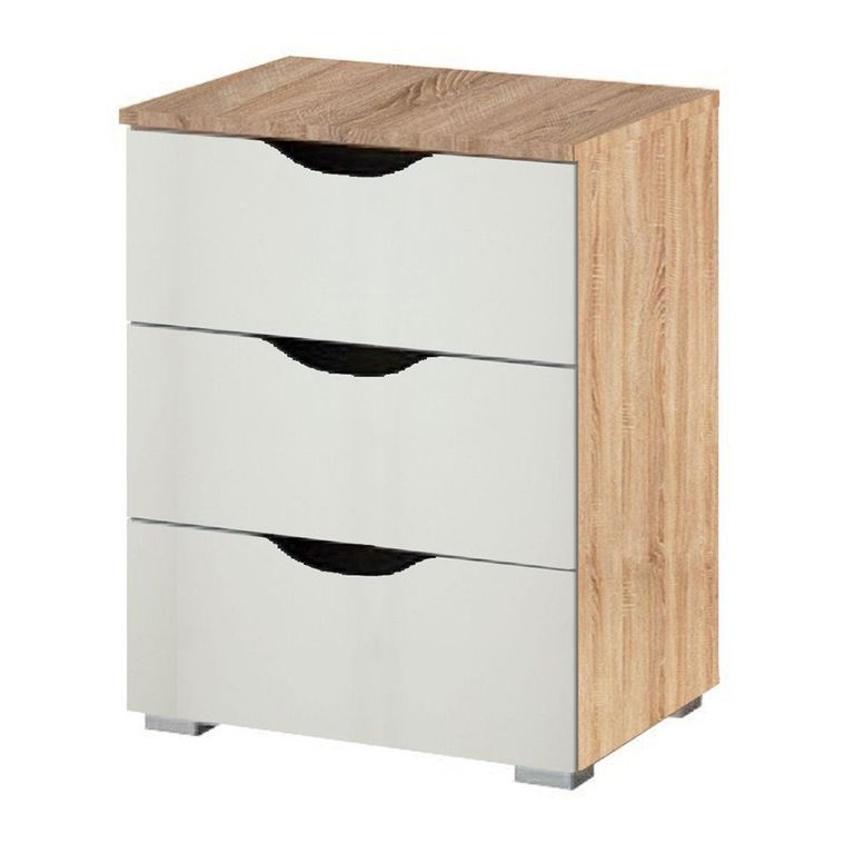 Rauch Arnstein 3 Drawer Bedside Cabinet - Sonoma Oak and Alpine White