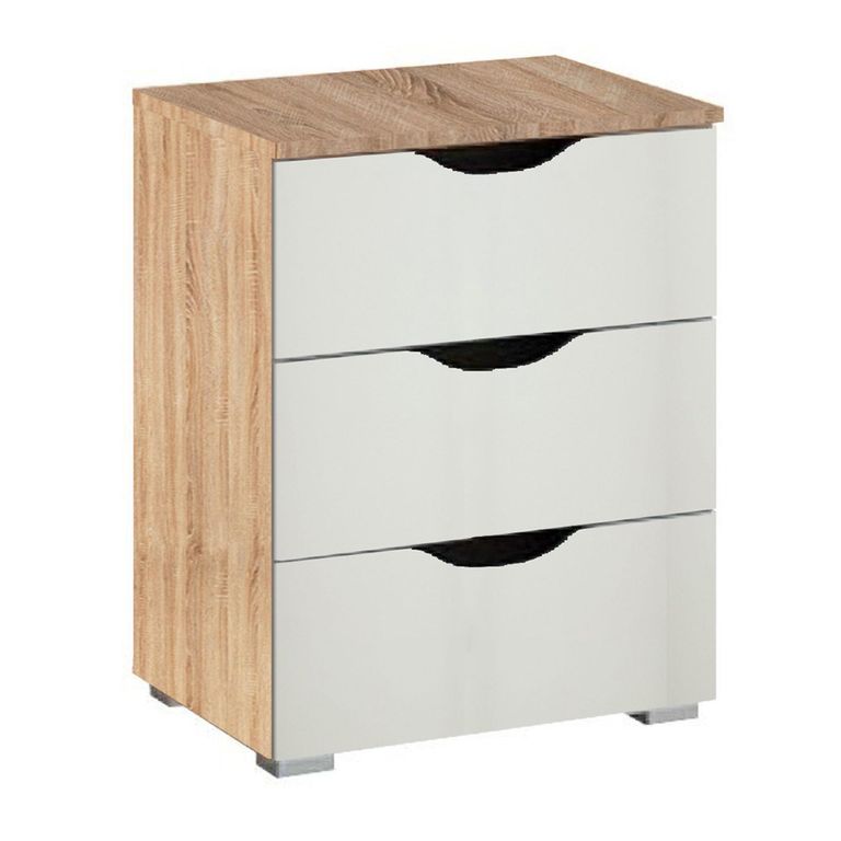 Rauch Arnstein 3 Drawer Bedside Cabinet - Sonoma Oak and Alpine White