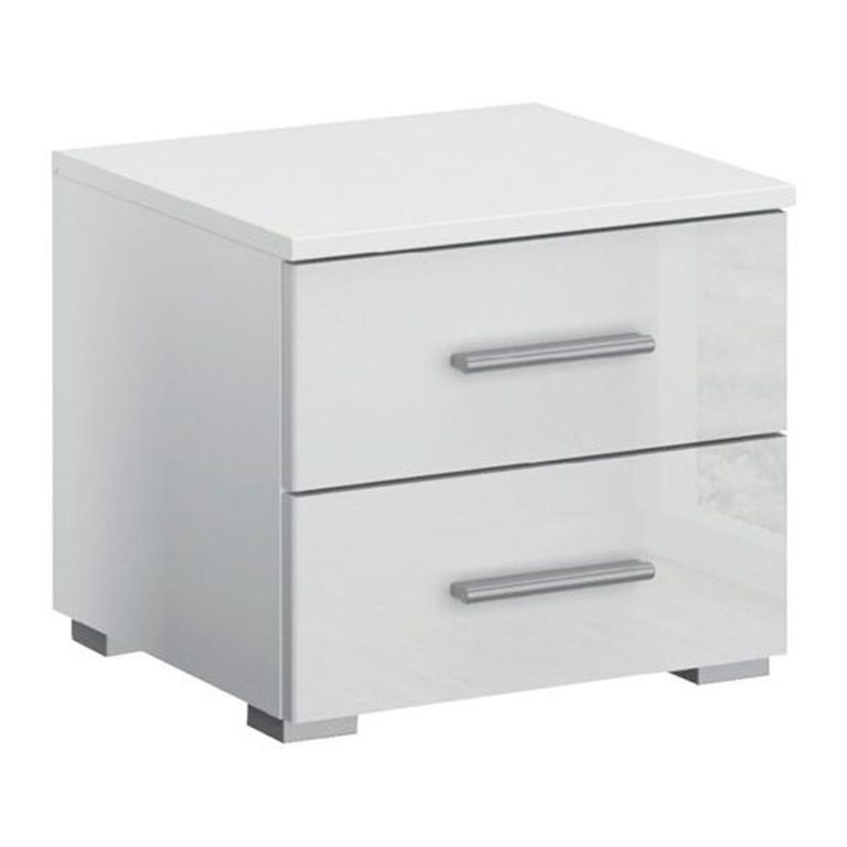 Rauch Base 2 Drawer Bedside Cabinet - Alpine White and White High Gloss