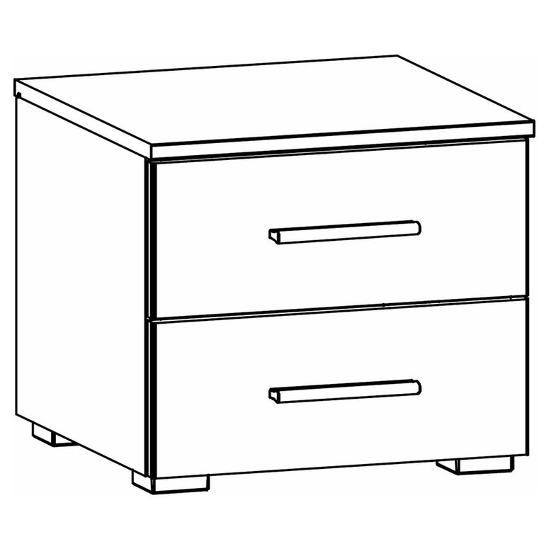 Rauch Base 2 Drawer Bedside Cabinet - Metallic Dark Grey and Grey High Gloss