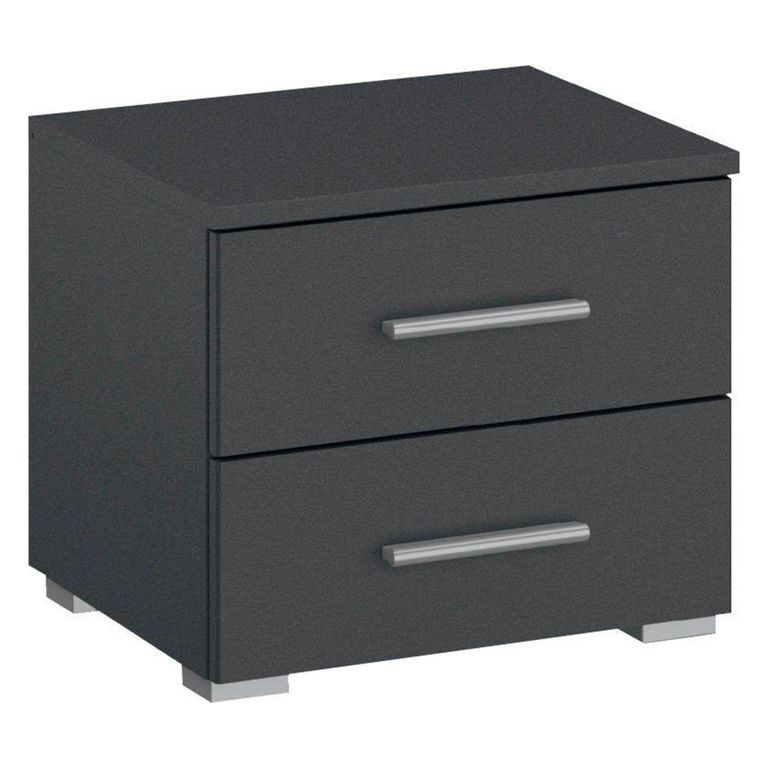 Rauch Base 2 Drawer Bedside Cabinet - Metallic Dark Grey