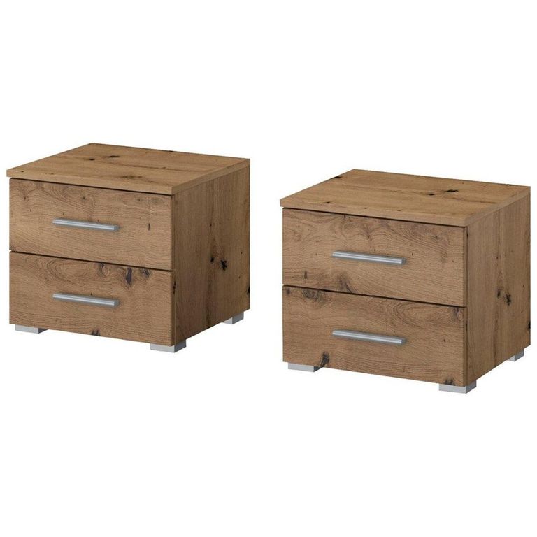 Rauch Base 2 Drawer Bedside Cabinet - Set of 2 - Artisan Oak