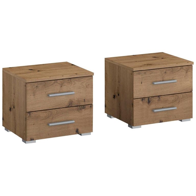 Rauch Base 2 Drawer Bedside Cabinet - Set of 2 - Artisan Oak