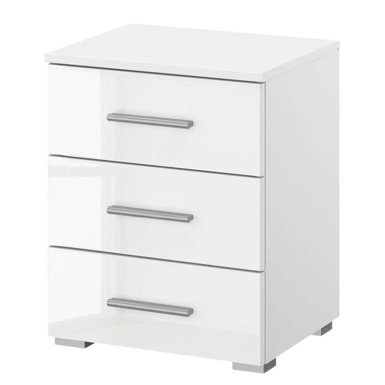 Rauch Base 3 Drawer Bedside Cabinet - Alpine White and White High Gloss