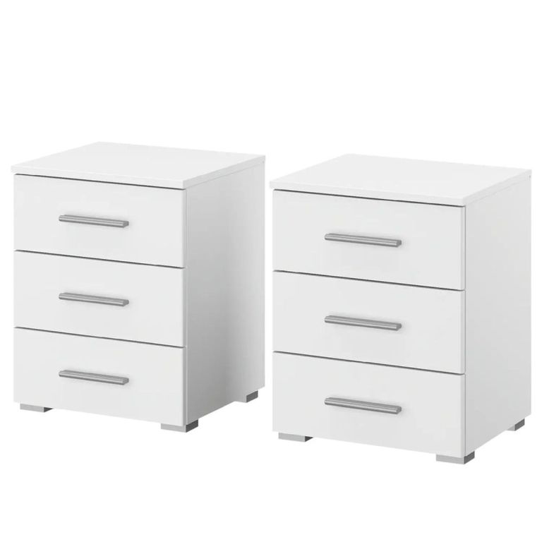 Rauch Base 3 Drawer Bedside Cabinet - Set of 2 - Alpine White