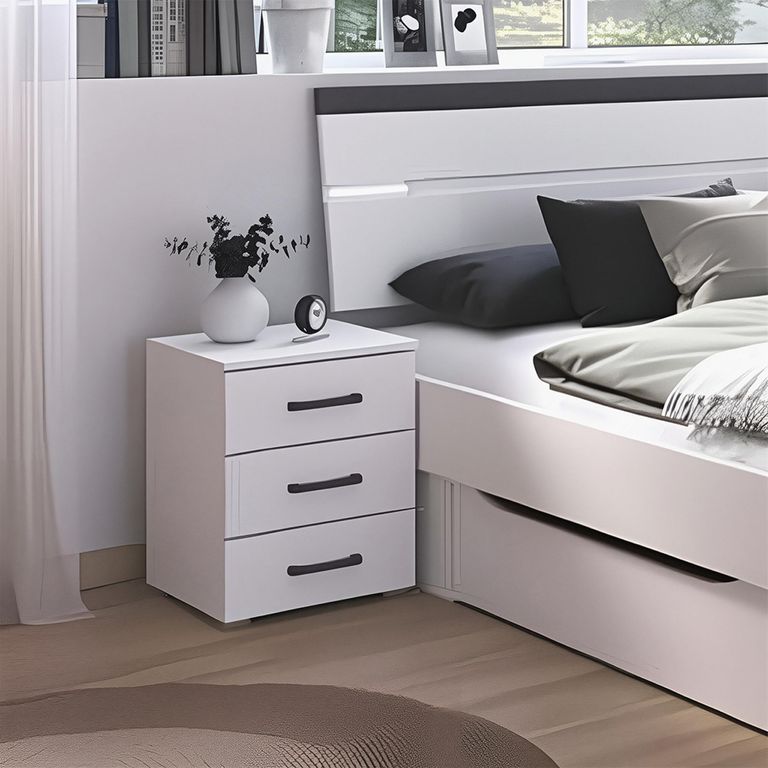 Rauch Corvo 3 Drawer Bedside Cabinet - Alpine White