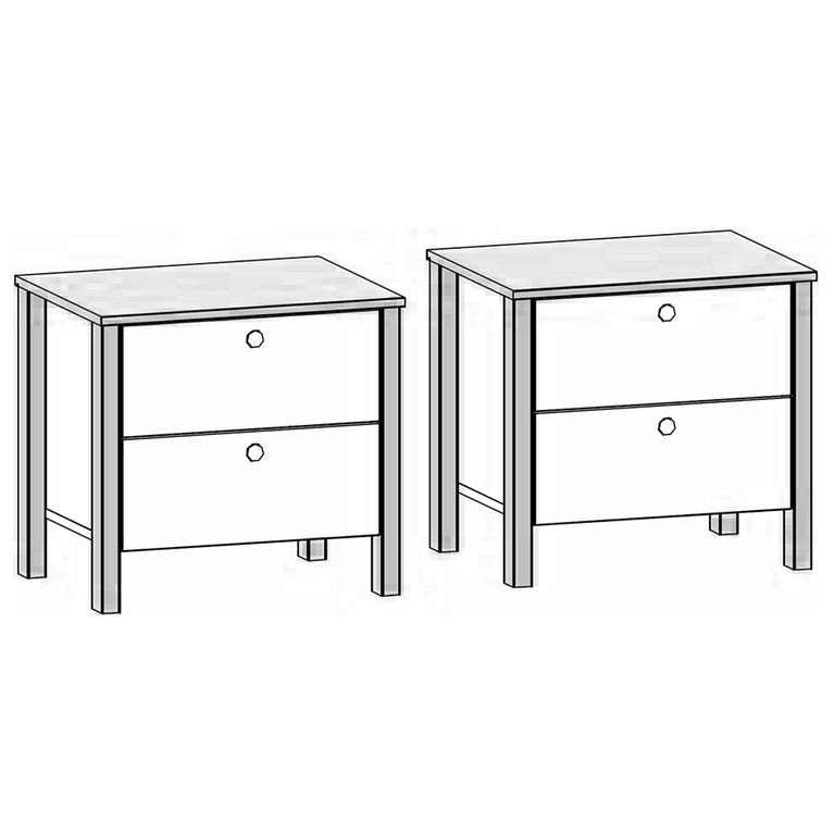 Rauch Credo 2 Drawer Bedside Table - Set of 2 - Silk Grey and Artisan Oak