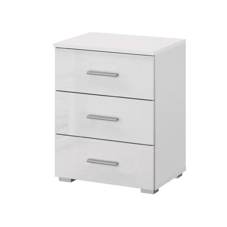 Rauch Elegant4you 3 Drawer Bedside Cabinet - Alpine White and White High Gloss