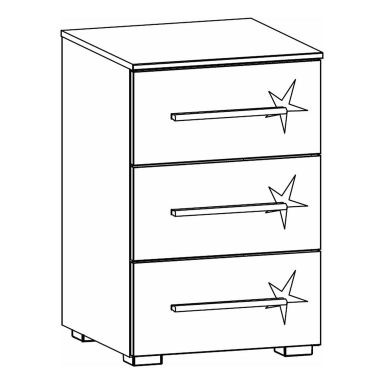 Rauch Elegant4you 3 Drawer Bedside Cabinet - Alpine White and White High Gloss