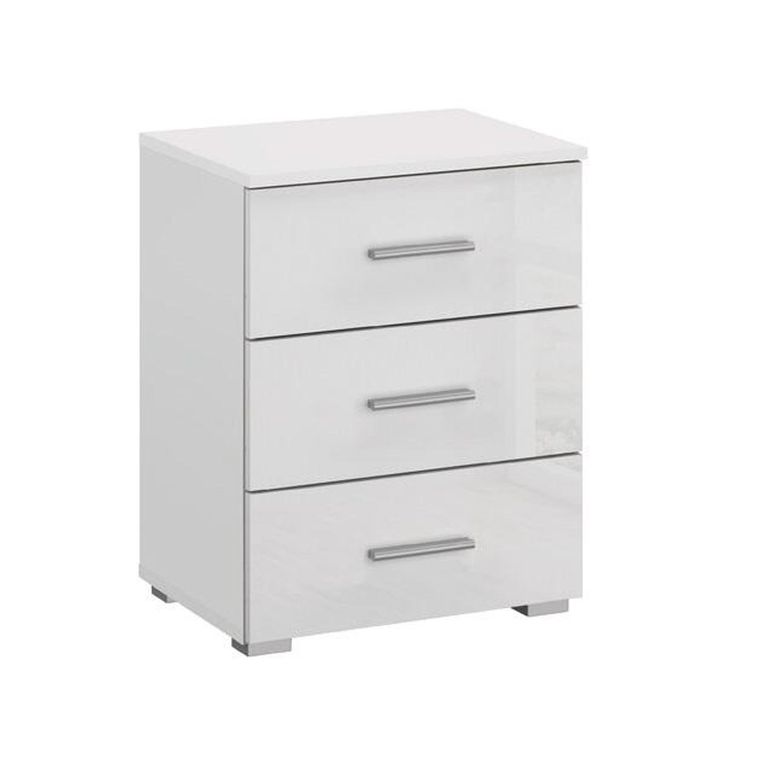 Rauch Elegant4you 3 Drawer Bedside Cabinet - Alpine White and White High Gloss