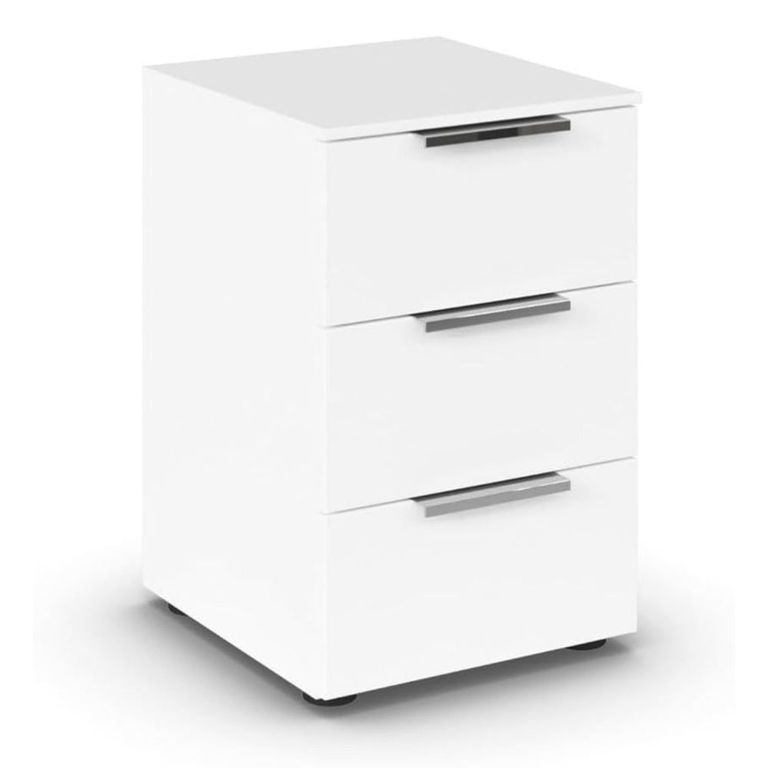 Rauch Flipp 3 Drawer Bedside Cabinet with Adjustable Height - Alpine White