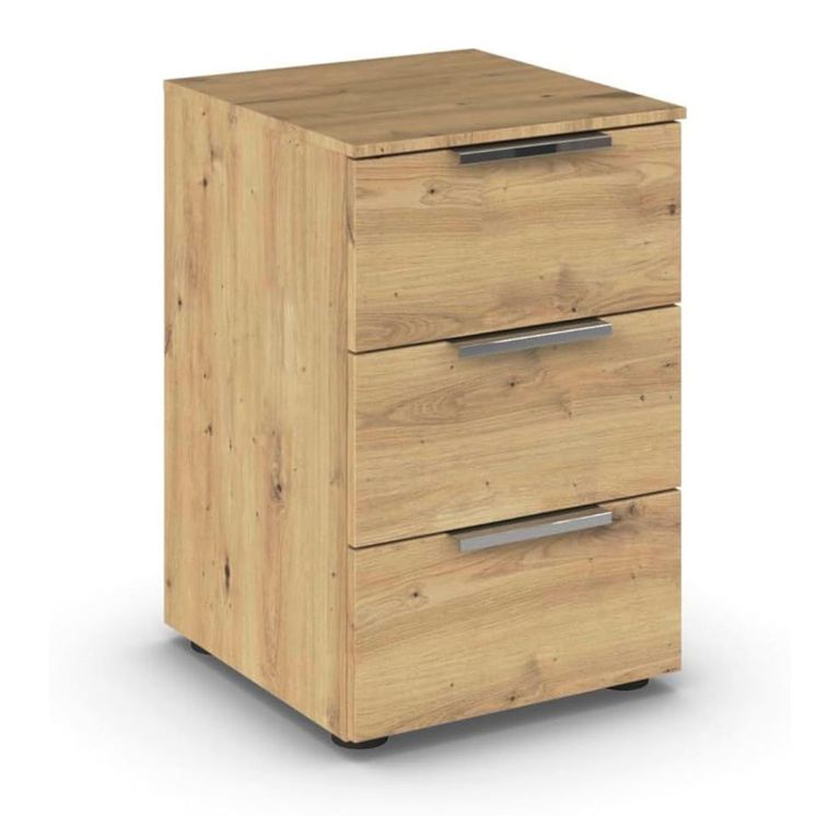 Rauch Flipp 3 Drawer Bedside Cabinet with Adjustable Height - Artisan Oak