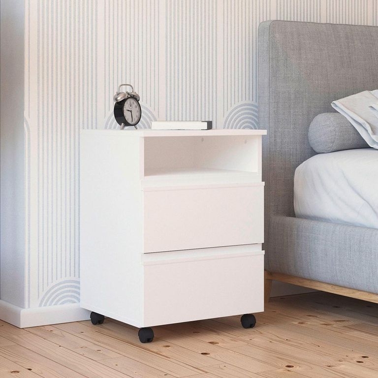 Rauch Joel 2 Drawer Bedside Cabinet on Wheels - Alpine White