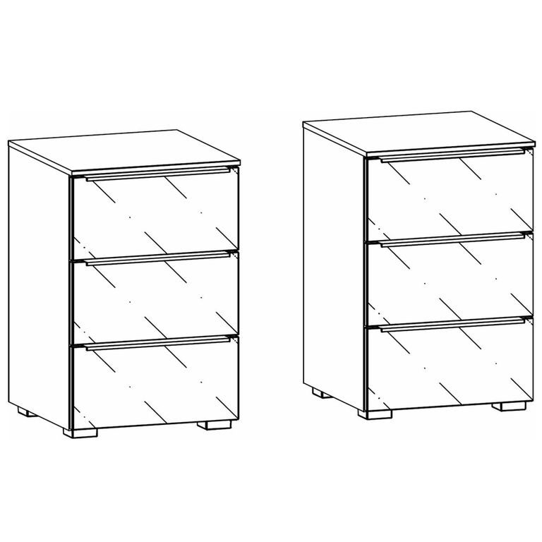 Rauch Monostar 3 Drawer Bedside Cabinet - Alpine White with White Glass