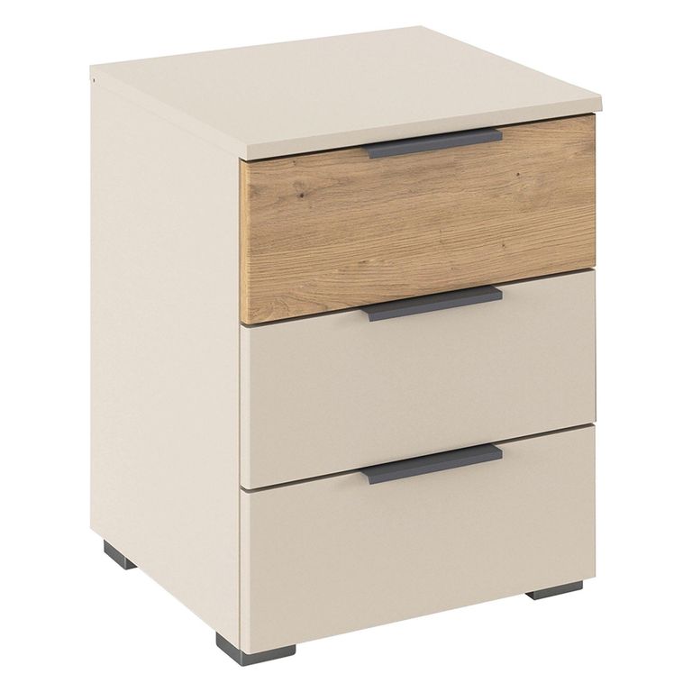 Rauch Sajo 3 Drawer Bedside Cabinet - Champagne and Artisan Oak