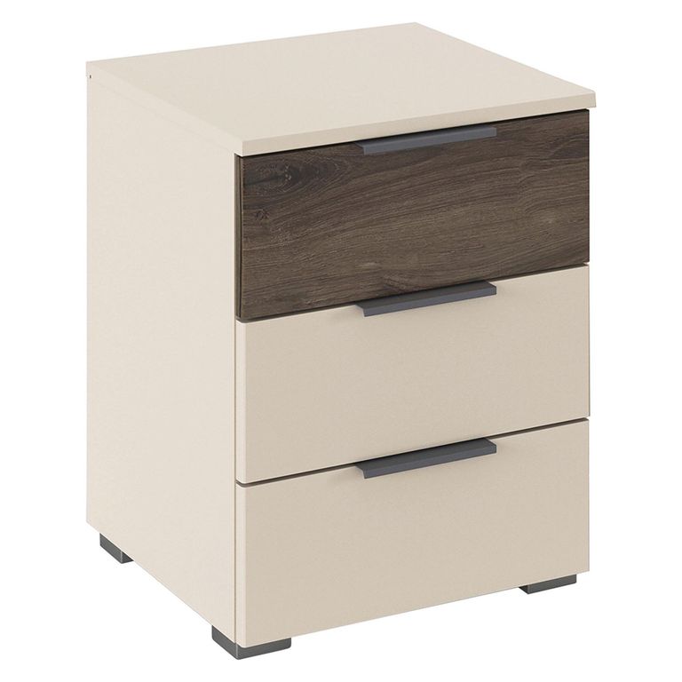 Rauch Sajo 3 Drawer Bedside Cabinet - Champagne and Atlantic Dark Oak