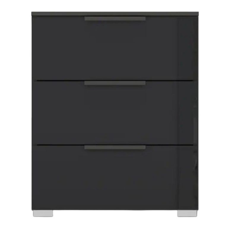 Rauch Skat Meridian 3 Drawer Bedside Cabinet - Graphite and Basalt Glass
