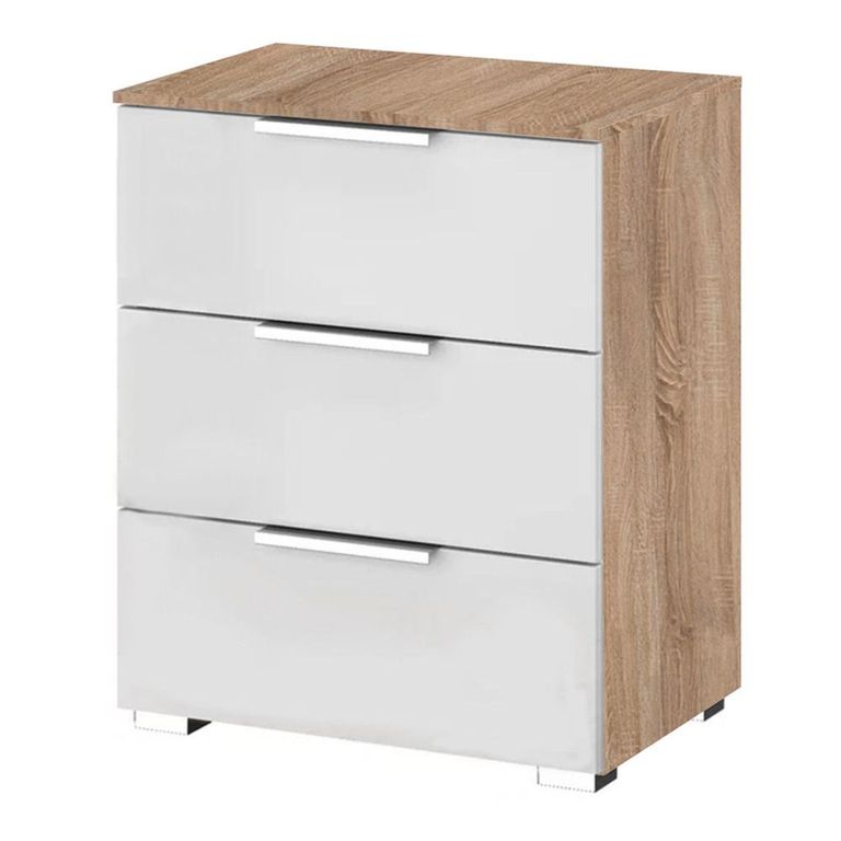 Rauch Texas 3 Drawer Bedside Cabinet - Sonoma Oak and Alpine White