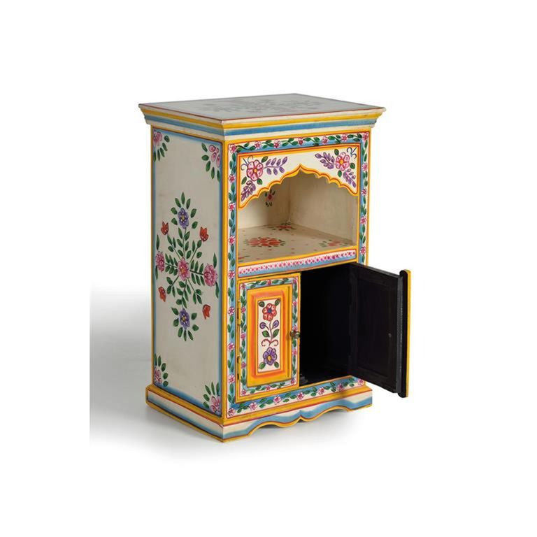 Raya Bedside Cabinet - Mango Wood - Painted - 2 Door