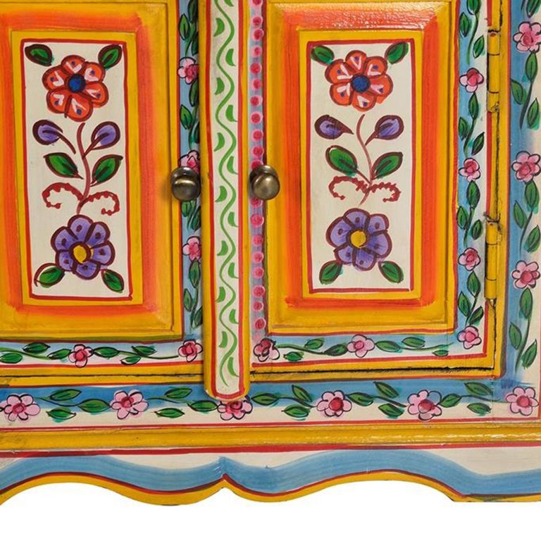 Raya Bedside Cabinet - Mango Wood - Painted - 2 Door