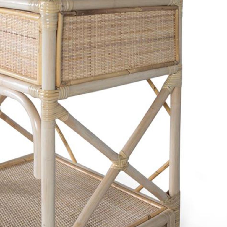 Revak Bedside Table - Natural Rattan - 1 Drawer