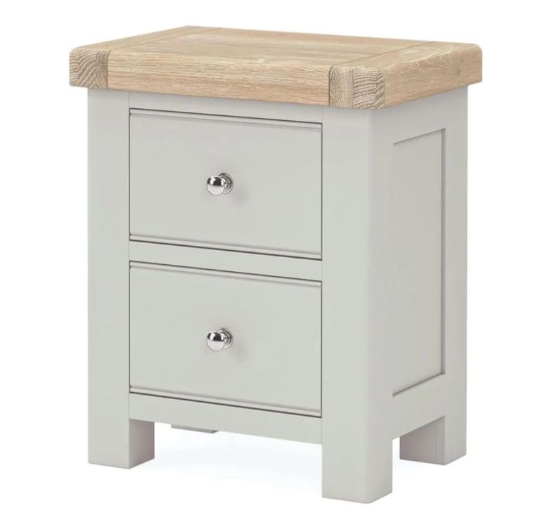 Salcombe Bedside Cabinet - 2 Drawer - Grey Oak