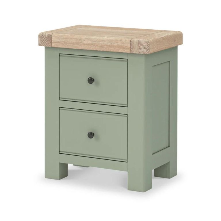Salcombe Bedside Cabinet - 2 Drawer - Sage Oak