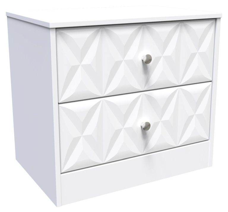 San Jose White 2 Drawer Bedside Cabinet