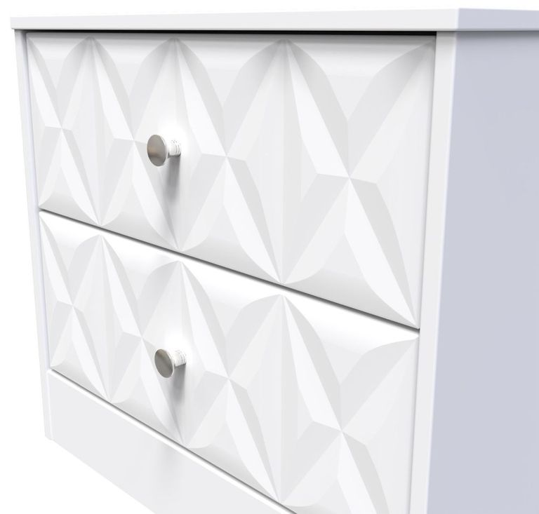 San Jose White 2 Drawer Bedside Cabinet