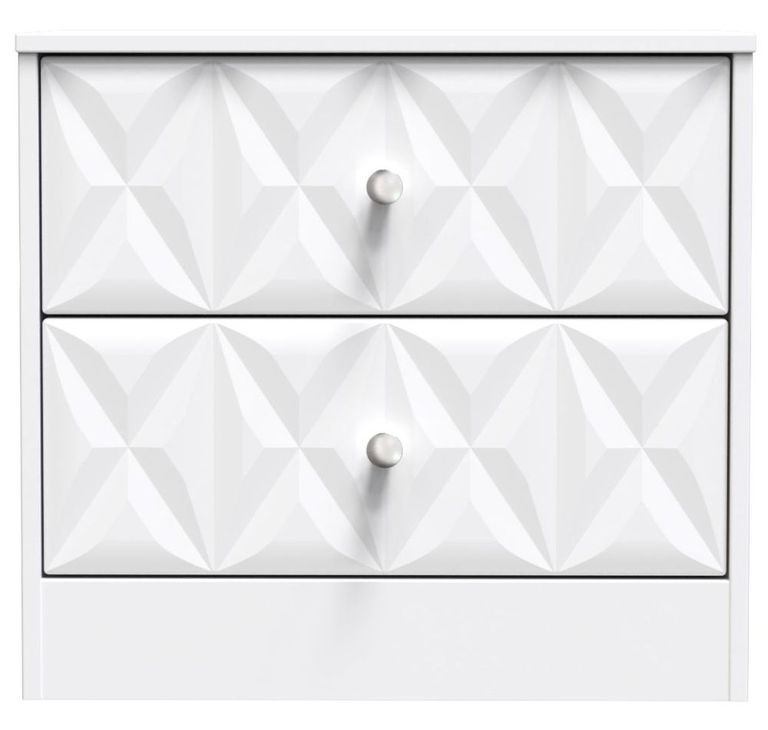 San Jose White 2 Drawer Bedside Cabinet