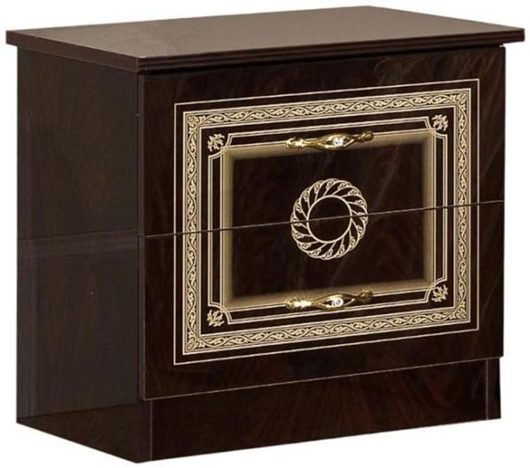 Sara Mahogany Italian 2 Drawer Bedside Cabinet